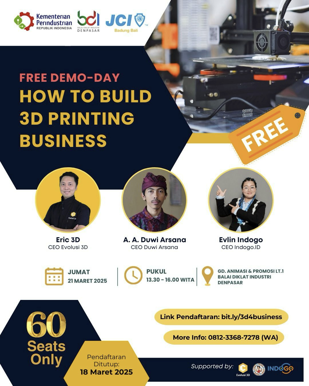 JCI Badung Bali Demoday How to Build 3D Printing Business